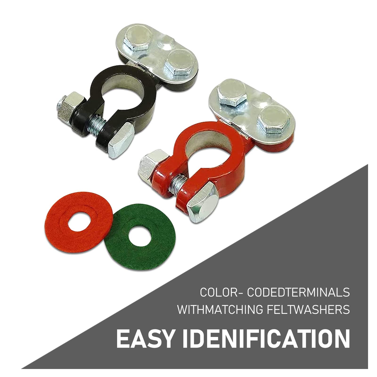 Sodcay 2 Pcs Cable Terminal Clamp Connectors, Cables Terminal Connectors Kit, Fit For Cars, Vans, Trucks (Silver)