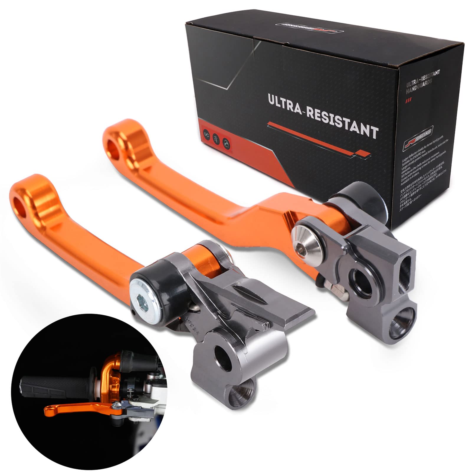 Jfg Racing Dirt Bike Foldable Clutch Brake Levers,Clutch Lever Breakaway Levers For 125 150 250 300 350 450 500 Sx Xc Exc Sxf Excf Xcw Xcf Tpi Xcfw Smr Orange