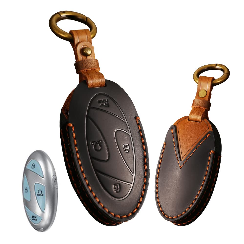 ontto 5-button Key Fob Cover with Keychain Compatible with Hyundai Azera Grandeur GN7 Ioniq 6 Kona EV 2023 Smart Remote Key Shel