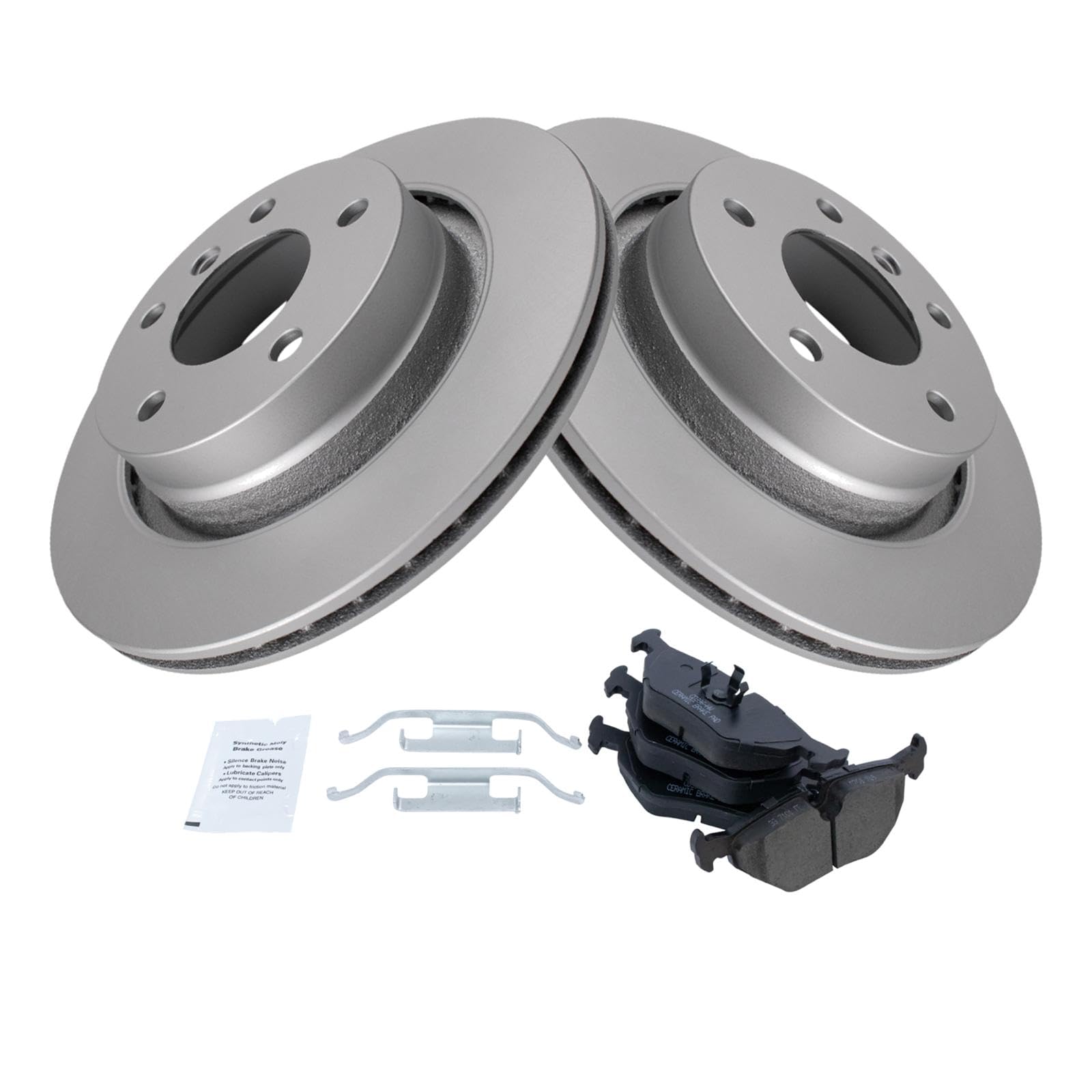 Trq Rear Brake Pad & Rotor Kit Brake Pads Brake Rotor Ceramic Premium G-Coated Compatible With 2000 Bmw 323Ci 323I 328Ci 1999-20