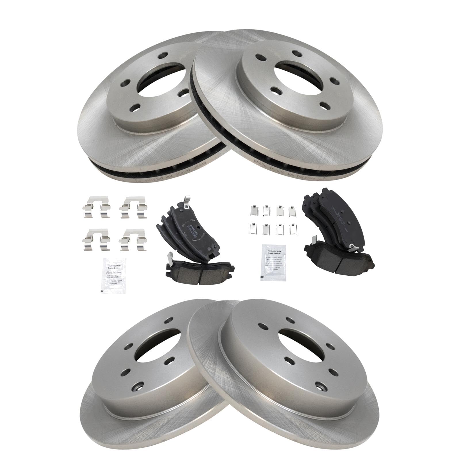 Trq Front And Rear Brake Pad & Rotor Kit Brake Pads Brake Rotor Ceramic Compatible With 2002-2007 Buick Rendezvous