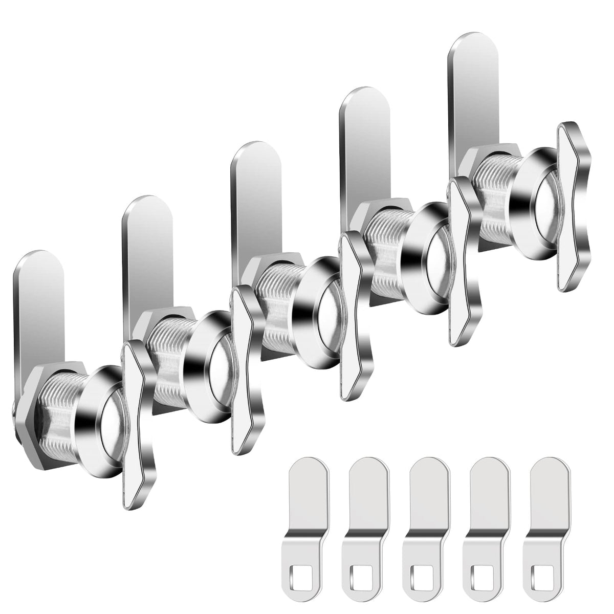Bebobly 5/8 Inch Thumb Operated Offset Cam Lock, 5Pcs Keyless Compartment Lock For Rv, Cabinet Mailbox Drawer Lock Latch, 100% Metal Replacement Lock Cylinder For Storage Door, Camper, Vehicles