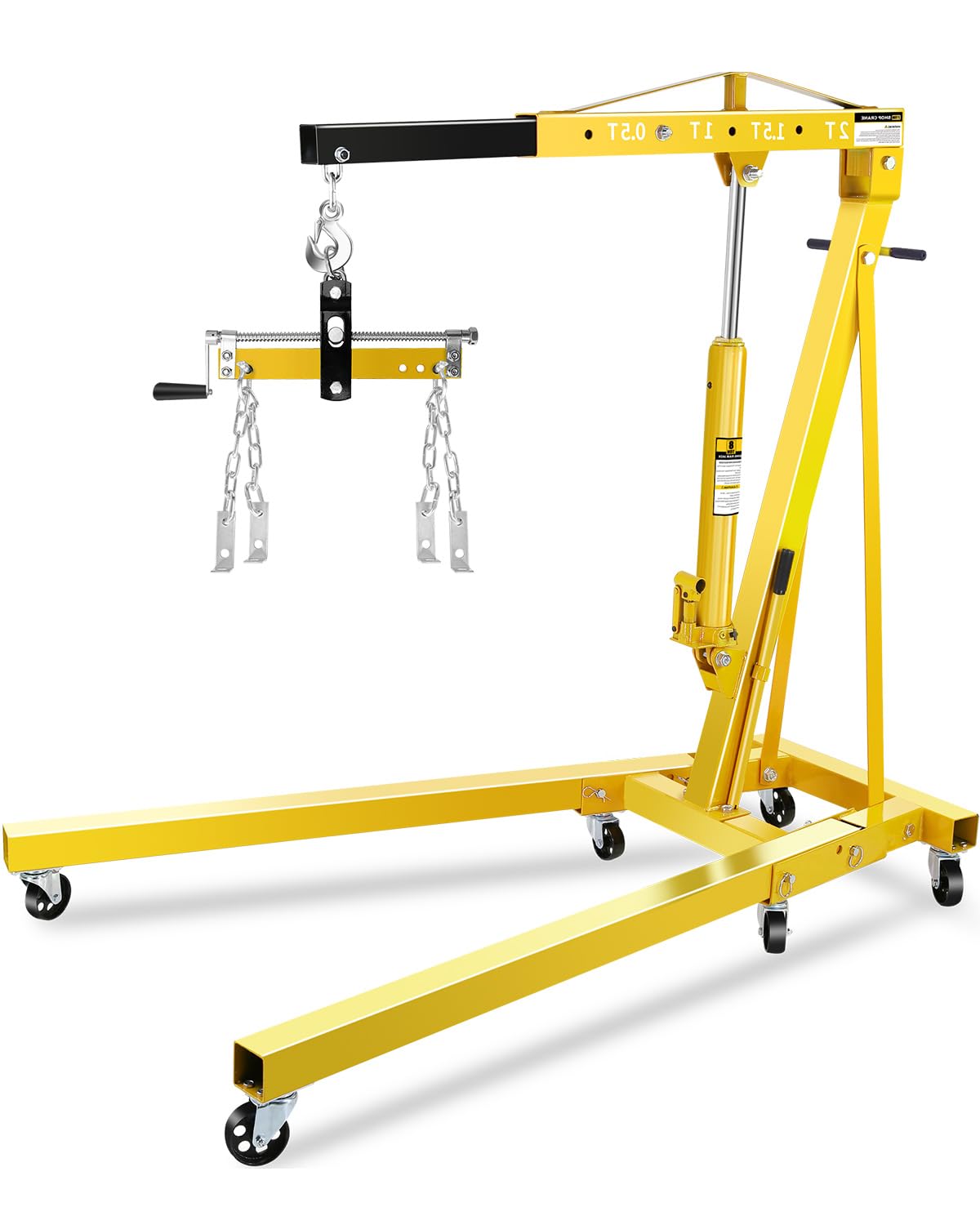 Garvee 2 Ton Engine Hoist Cherry Picker with Lever, 4400 Lbs Capacity with 6 Steel Casters & Foldable Design - Heavy-Duty Portab