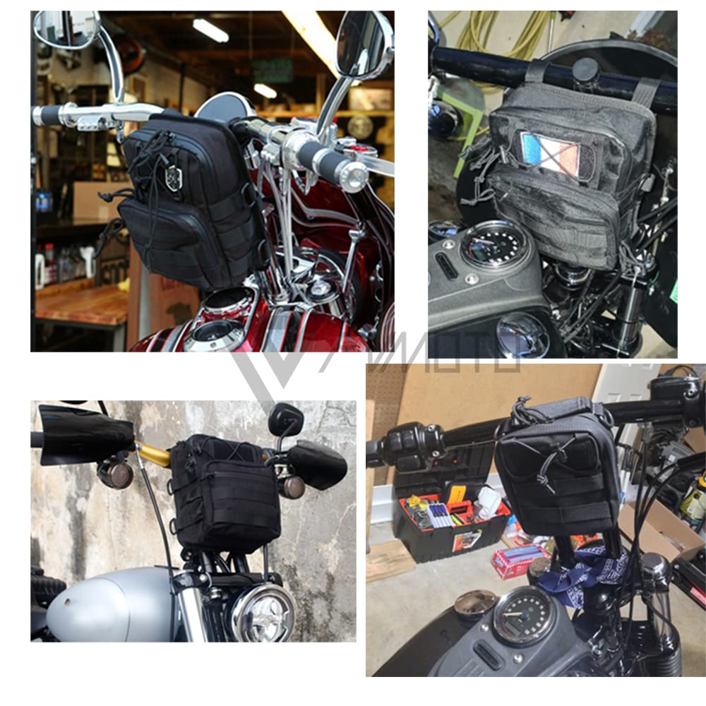 Fvmoto Universal Club Style Utility Molle Traveller Bar Handlebar T-Bar Bag Handle Bags, Fit For Harley Dyna Street Bob Fxbb Sof