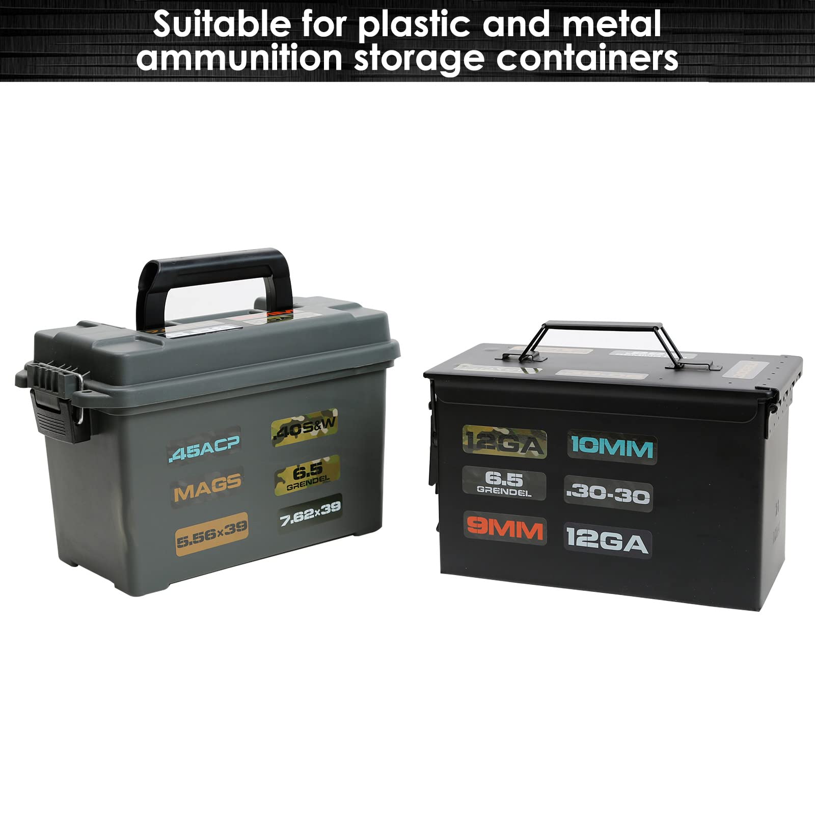 Aolamegs Ammo Can Vinyl Sticker Set, Caliber Decal Labels For Ammo Cans(80 Pack/20 Varieties Camo Green)