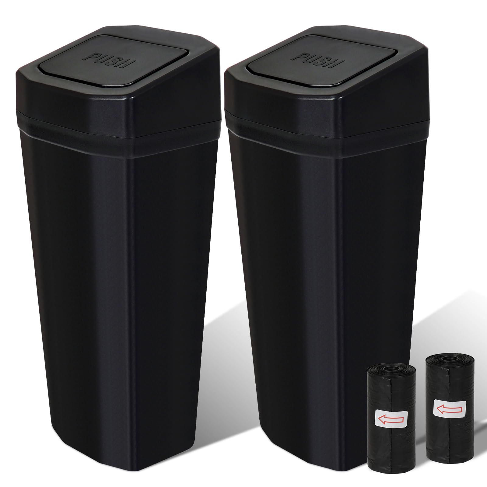 Car Trash Can with Lid  2 Packs Mini Car Garbage Can Bin for Cup Holder  Black Small Leakproof Vehicle Trash Bin for Back Seat