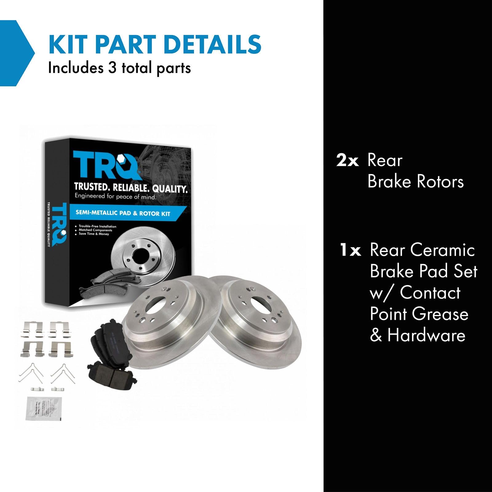 TRQ Rear Brake Pad & Rotor Kit Brake Pads Brake Rotor Ceramic Compatible with 2014-2016 Acura MDX