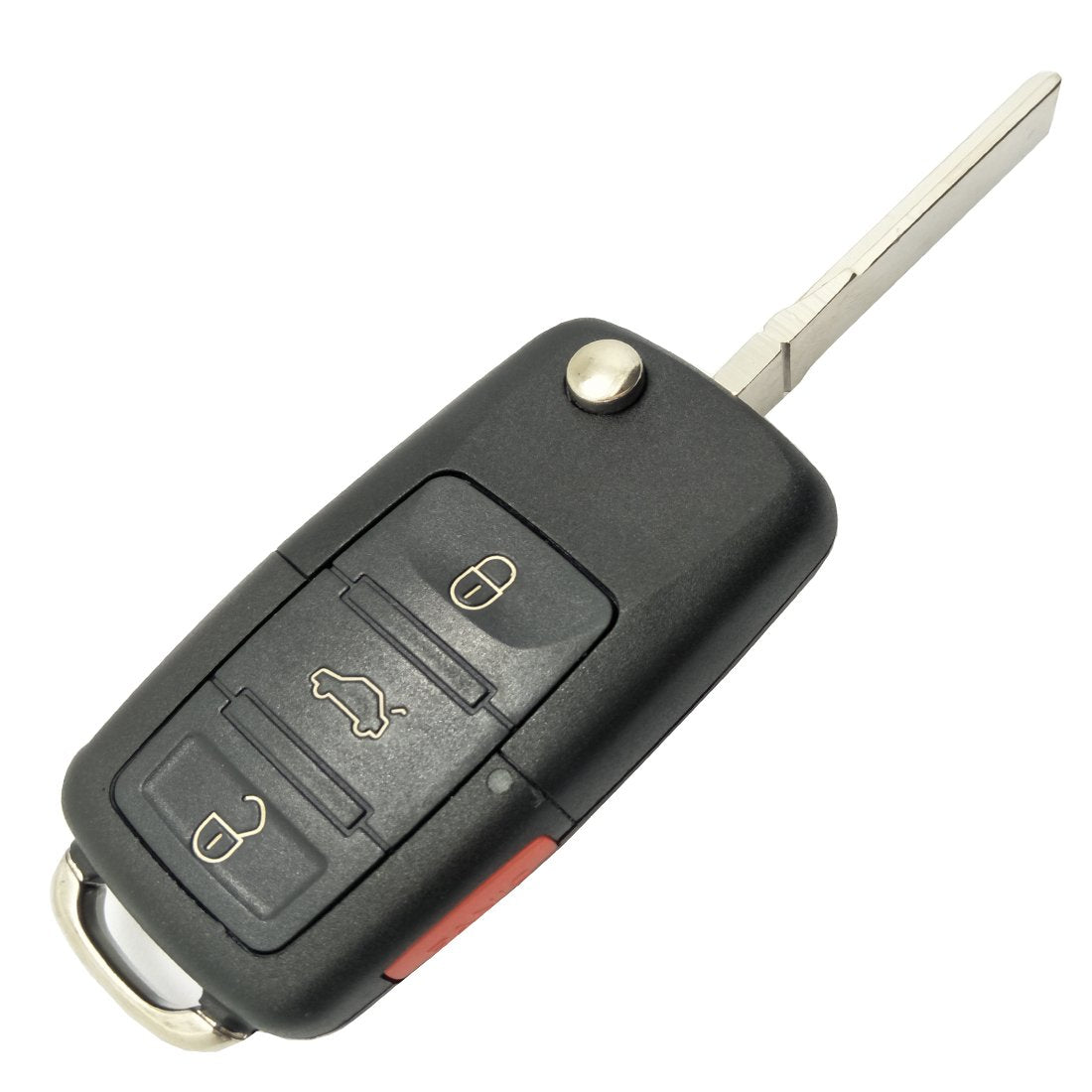 Replacement Key Fob Shell Case Fit For Vw Volkswagen Jetta Passat Golf Beetle Rabbit Gti Cc Eos 4 Buttons Keyless Entry Remote Key Housing With Uncut Blade (Black)