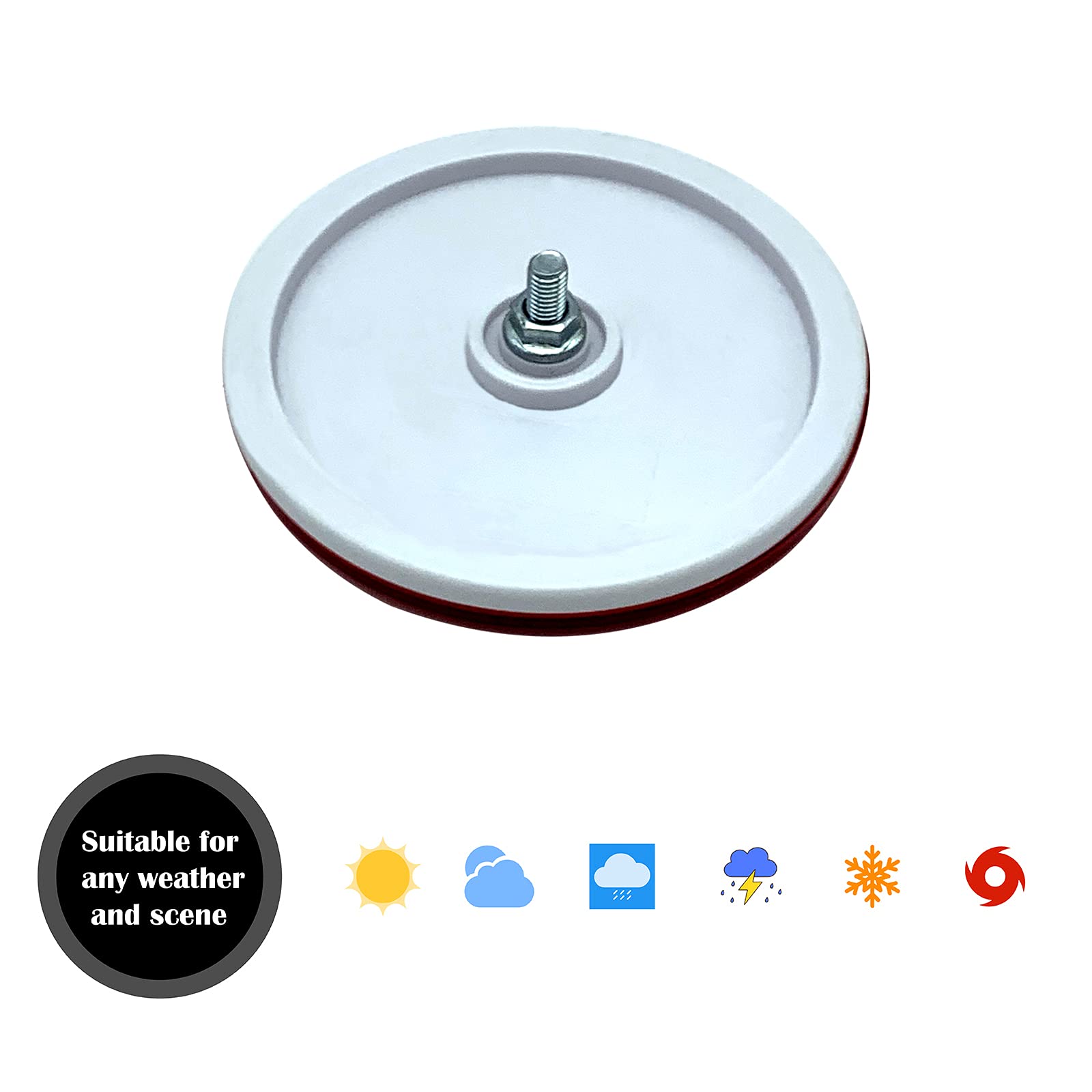 Welnent Emark/Ccc 2Pcs Round Reflector Screw On Trailer Driveway Mailbox (White, F3.14)'