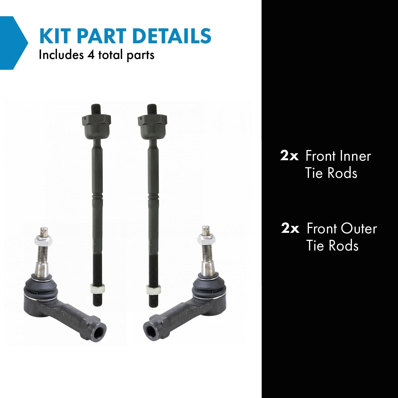Trq Front Tie Rod Set Compatible With 2004-2008 Ford F-150 2006-2008 Lincoln Mark Lt