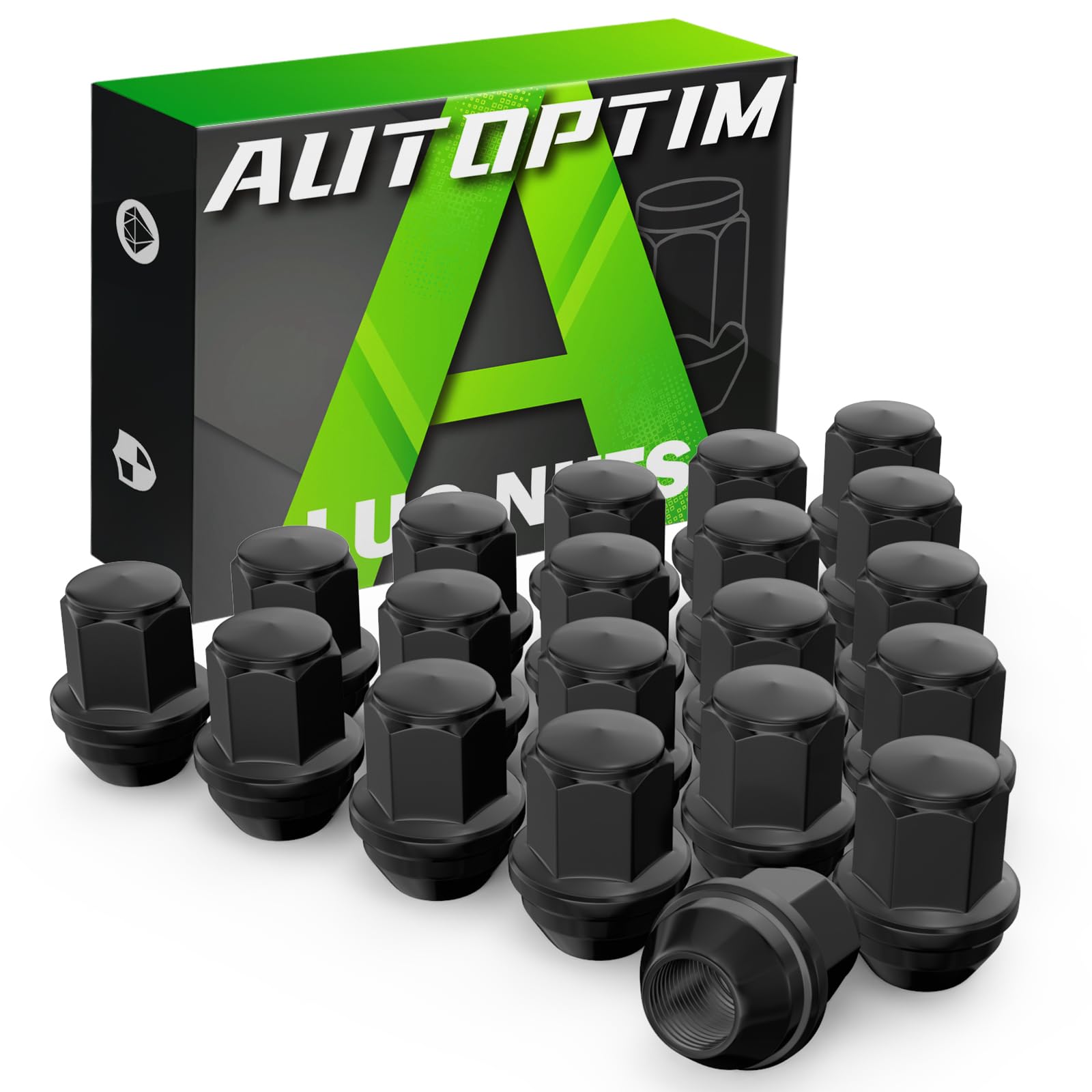 AUTOPTIM M14x1.5 OEM Lug Nuts - Replacement for Ford Mustang Edge Explorer MKX MKZ Aviator Factory Wheel, Black 13/16 21mm Hex, 