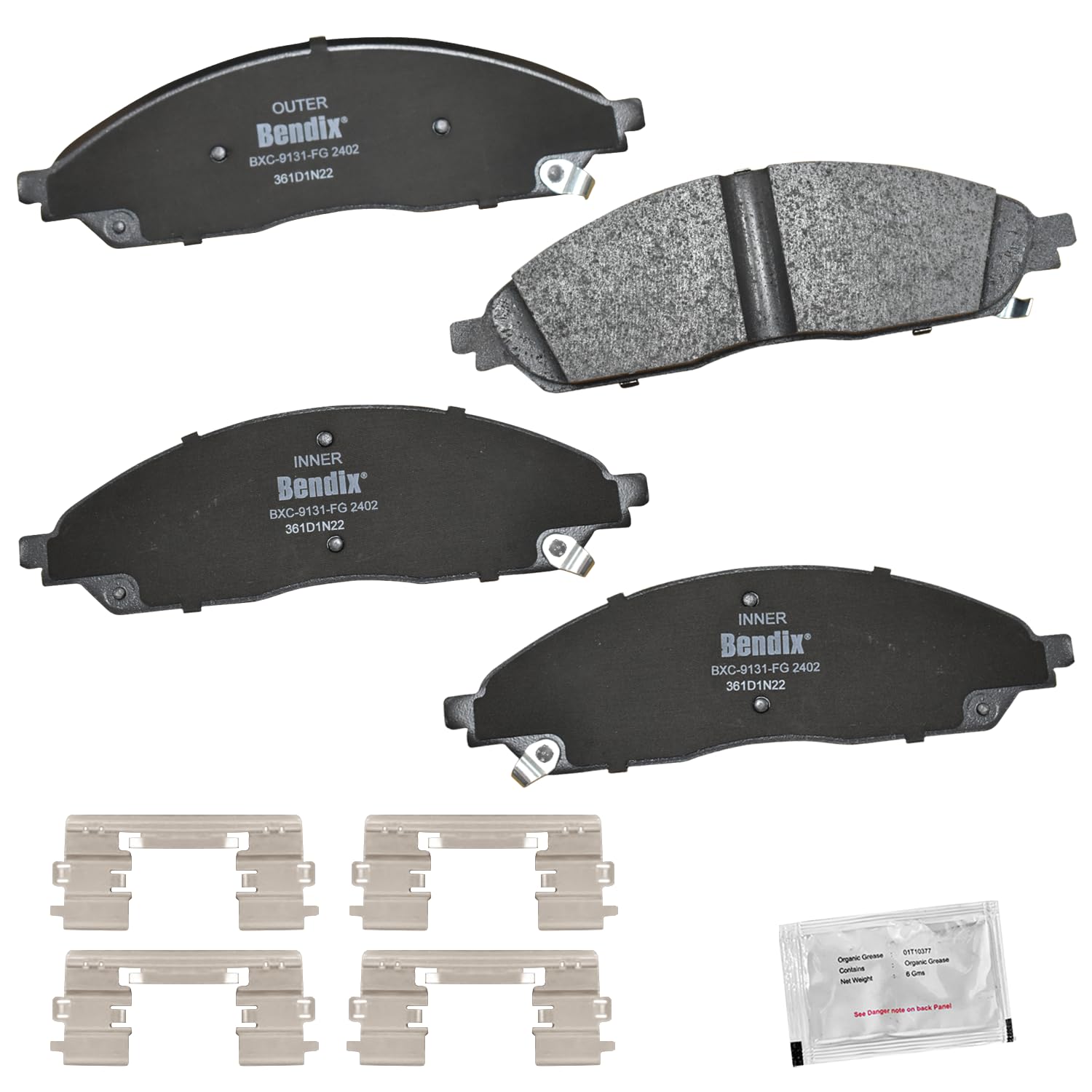 Bendix Priority1 Cfc2402 Ceramic Front Brake Pads For Chrysler Pacifica 2024-2020, Jeep Grand Cherokee 2024-2023, Grand Cherokee