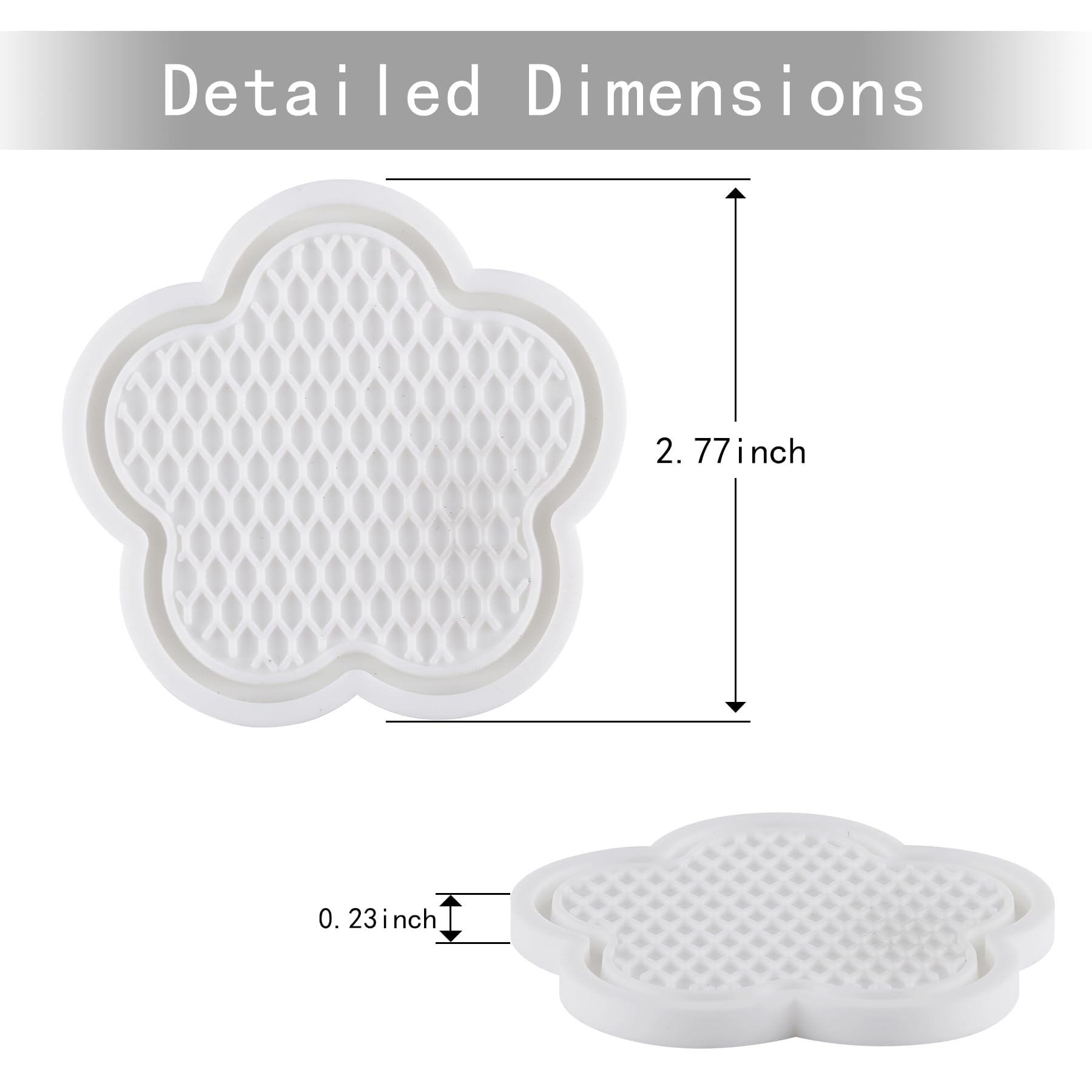 GaRhomxy Universal Non-Slip Cup Coaster, 4pcs Flower Shaped, Crystal White Interior Car Accessories