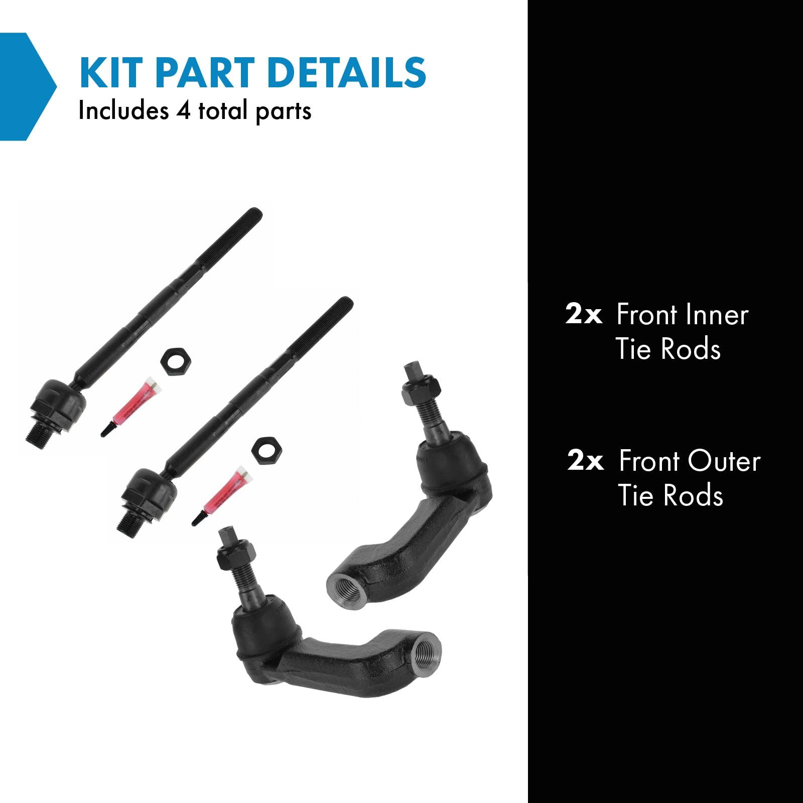 Trq Front Tie Rod Set Compatible With 2006-2007 Jeep Liberty