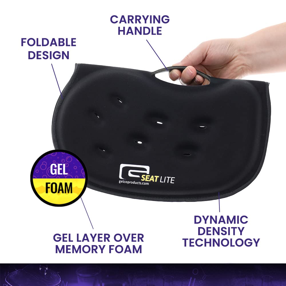 G Seat Lite Travel Gel Foam Cushion | Back Pain, Sciatica, Pressure Relief | Relieves Tailbone Discomfort, Promote Healthy Postu