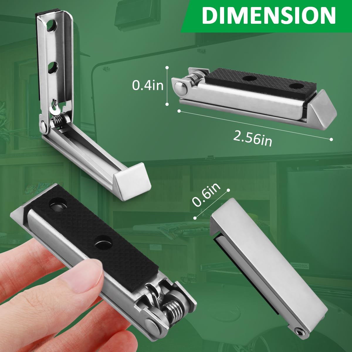 SAQXK 2pcs RV Camper Baggage Door Catch Stainless Steel Door Holder Clips Compartment Latch Holders Fit for Various RV, Travel T