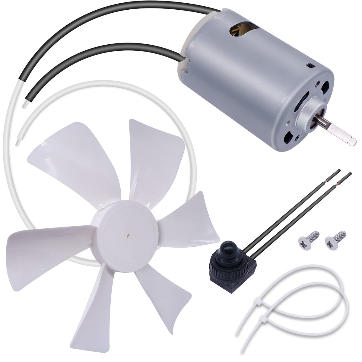Weideer 6 Inch Rv Vent Fan Blade With 12V Rv Vent Motor D-Shaft Replacement Rv Bathroom Vent Fan Motor With 2 Screws 2 Zip Ties 
