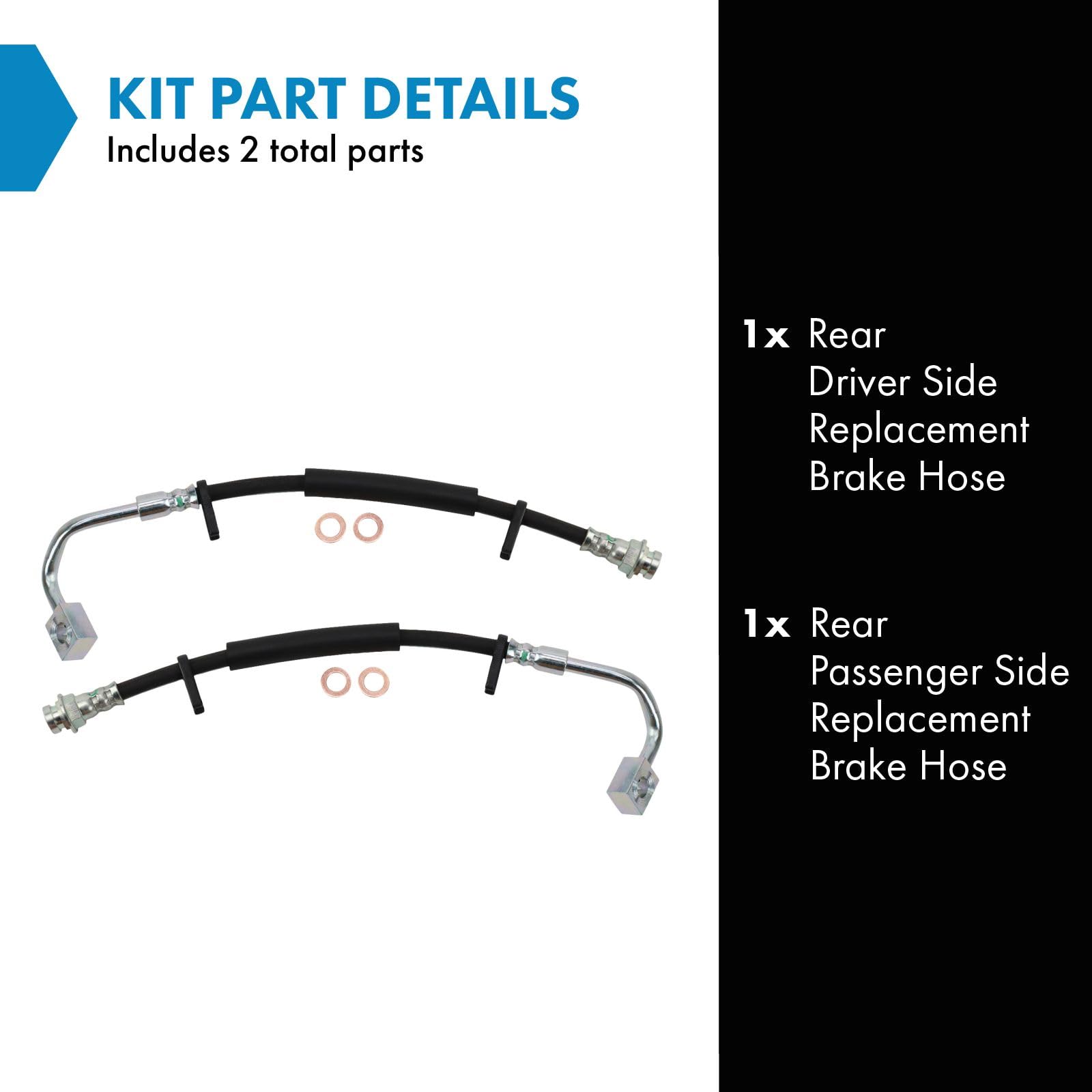 Trq Rear Brake Hose Set Compatible With 2011-2016 Chrysler Town Country Dodge Grand Caravan 2012-2015 Ram C/V 2011-2014 Volkswag