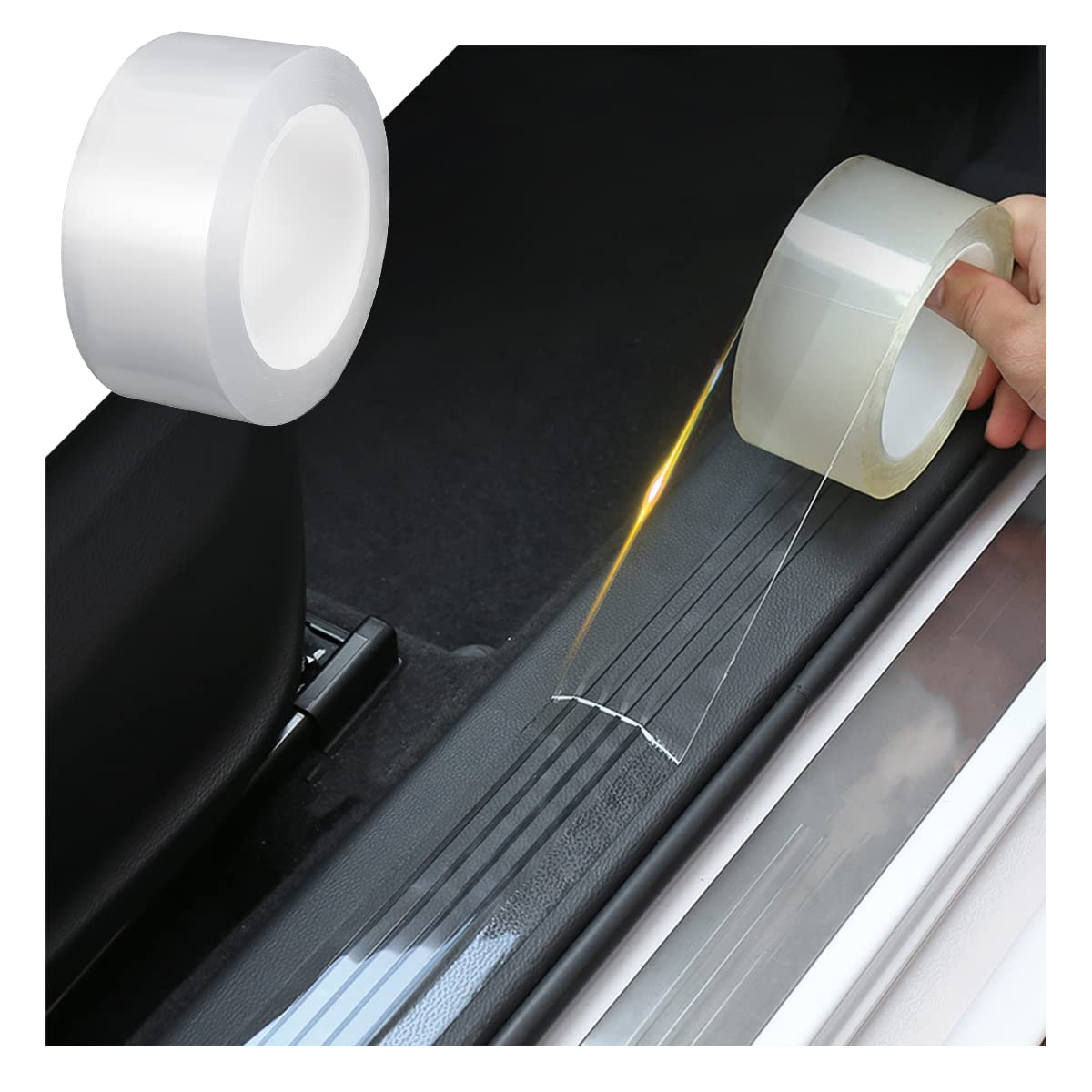 Blau Grun Car Door Entry Guard, Clear Trim Guard/Cover For Car Door Sill, Edge, Rear Bumper, Anti-Collision Protector Film Universal For Most Cars, Vehicles, Suvs (2' X 394', Transparent)