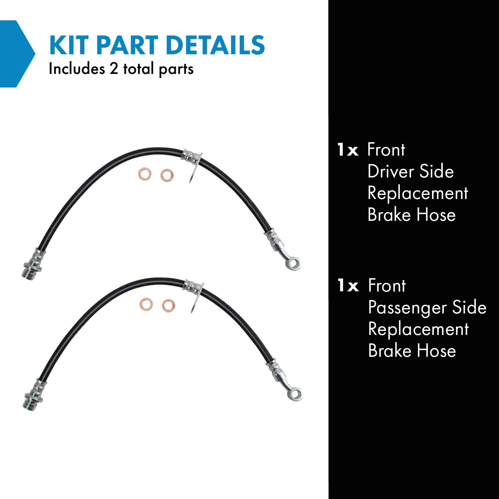 Trq Front Brake Hose Set Compatible With 2005-2010 Honda Odyssey