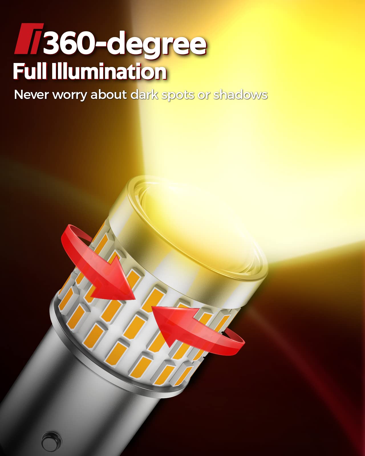 Torchbeam 1157 Amber Led Bulbs, Bay15D 7528 2057 2357 Led Car Bulb 12V-24V Turn Signal Bulbs Replacement For Brake Tail Lights, Parking Lights, Side Marker Light, Turn Signal Lights, 2Pcs