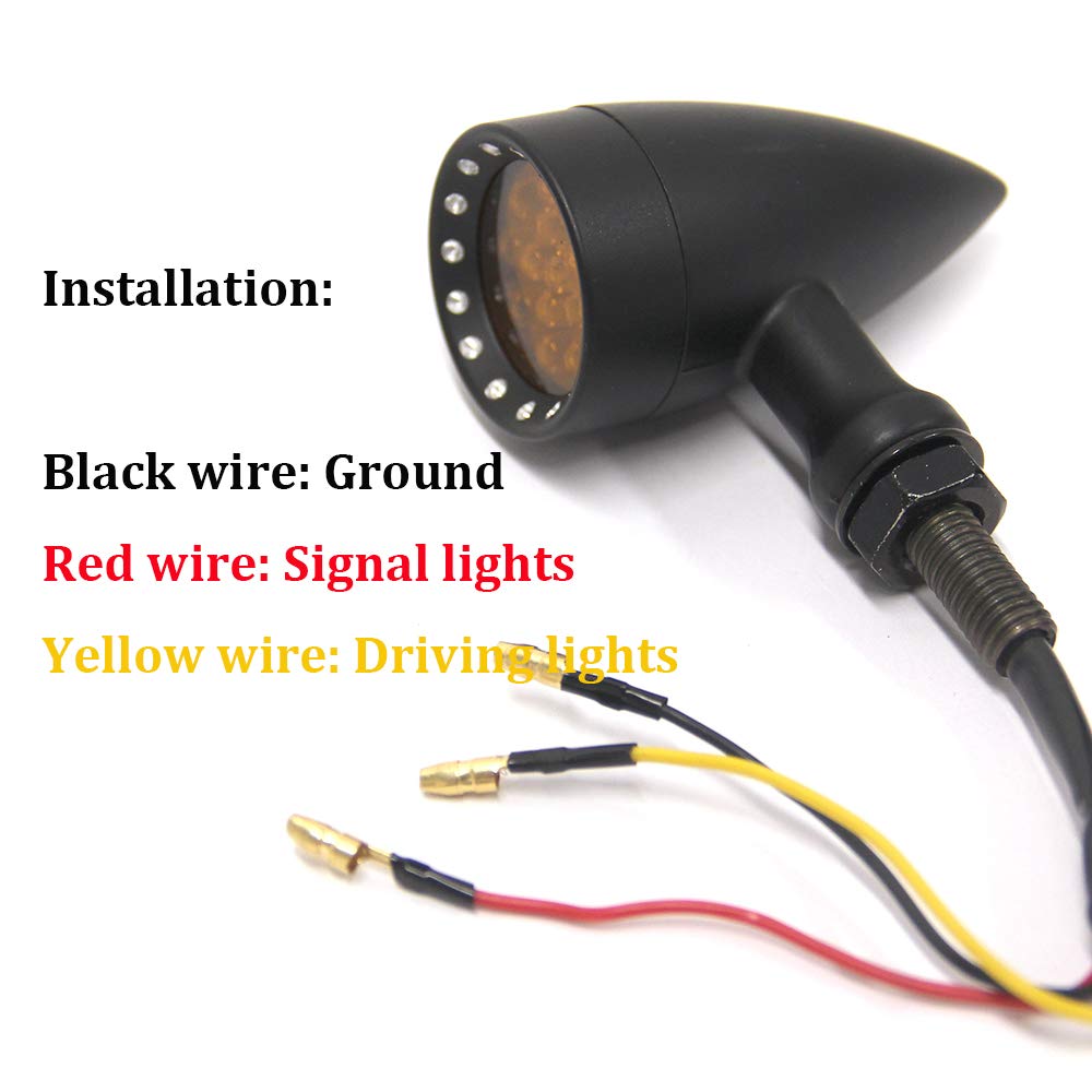 Miss Moly Bobber Cafe Motorcycle Led Black Bullet Red Brake Blinker Turn Signal Tail Light