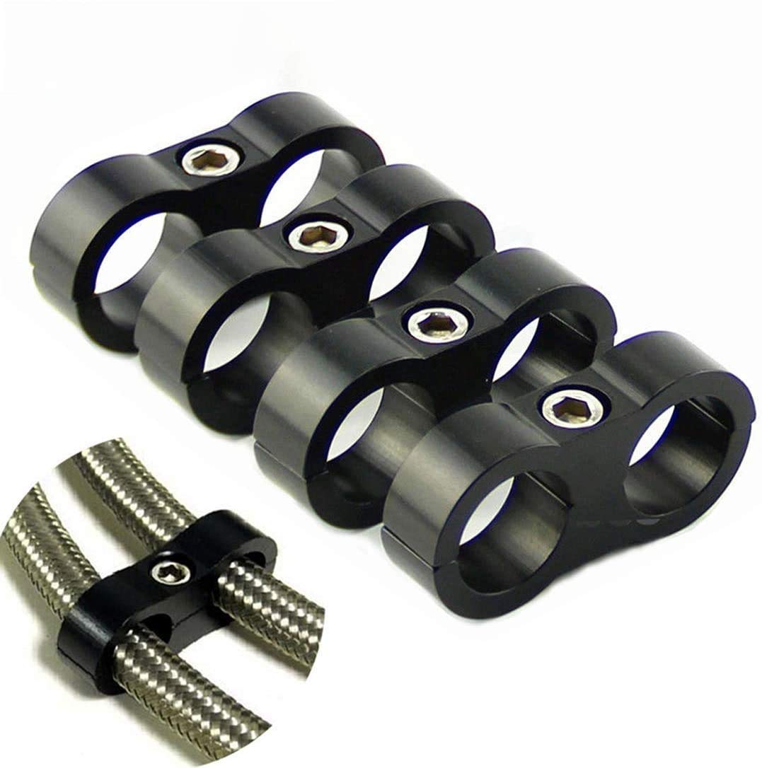 -10An Hose Separator Clamp - Fuel Line Mounting Clamps,Aluminum Hose Fitting Adapter, Great For 5/8 Fuel Hose, Oil Line, Brake Line, Water Pipe And Gas Line,4Pcs/Pack,Black