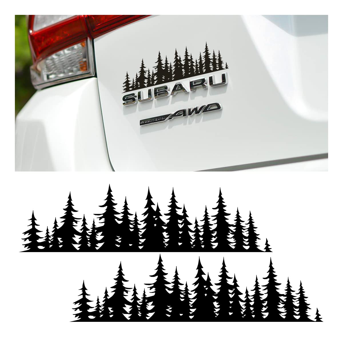 7 Inch Pine Tree Forest Stickers For Car, Premium Graphic Auto Body Decals, Forest Logo Badge Diy Stickers For Trunk Tailgate Em