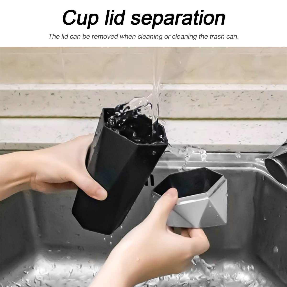 Car Trash Can with Lid, Mini Portable Auto Garbage Can, Small Leakproof Diamond Design Trash Dustbin, Waterproof Vehicle Rubbish