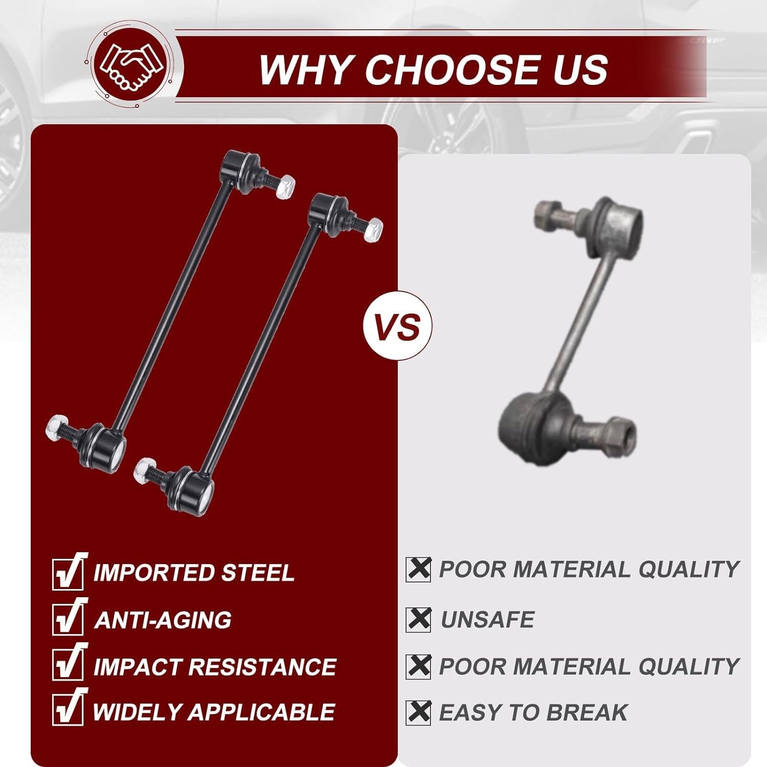 K750554 Sway Bar Links - Front Stabilizer Bar End Links Compatible With 2010-2013 Mazda 3 2012-2015 Ford Focus Escape C-Max 2004