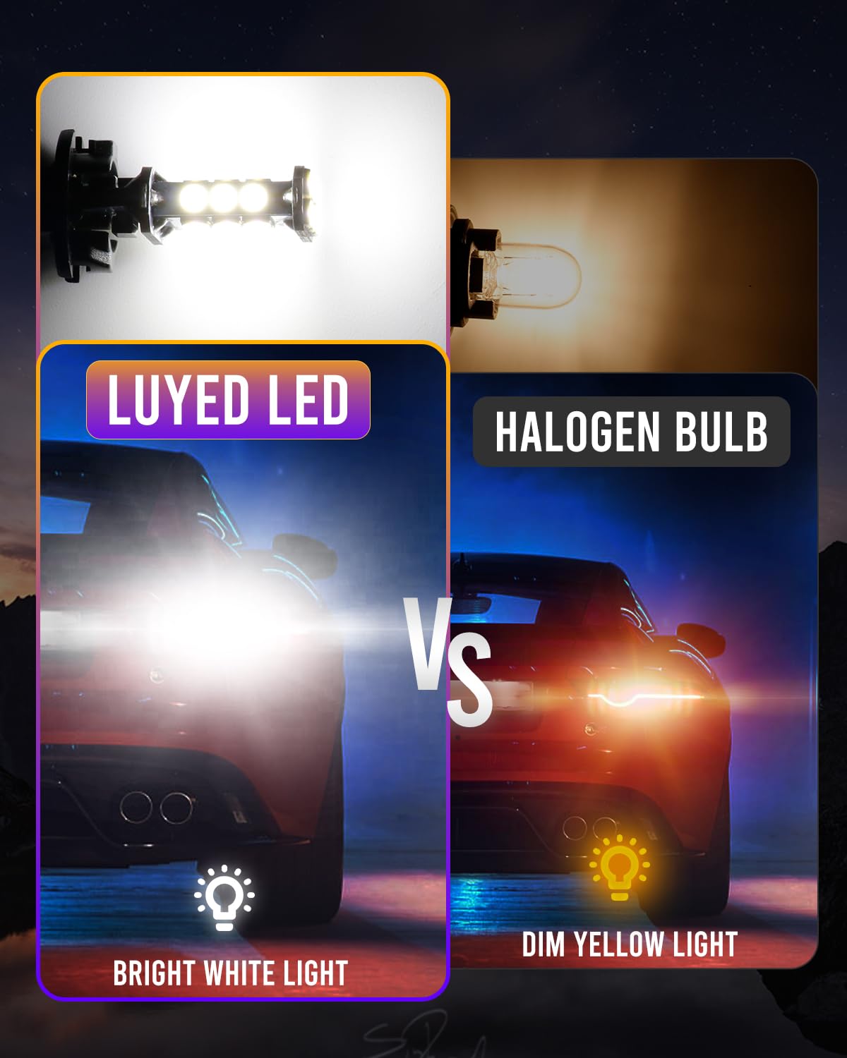 LUYED 921 912 LED Bulb Xenon White for Backup Reverse Lights 3100 Lumens 300% Brightness T15 906 W16W LED Bulbs Non-polarity Canbus Error Free,Pack of 2