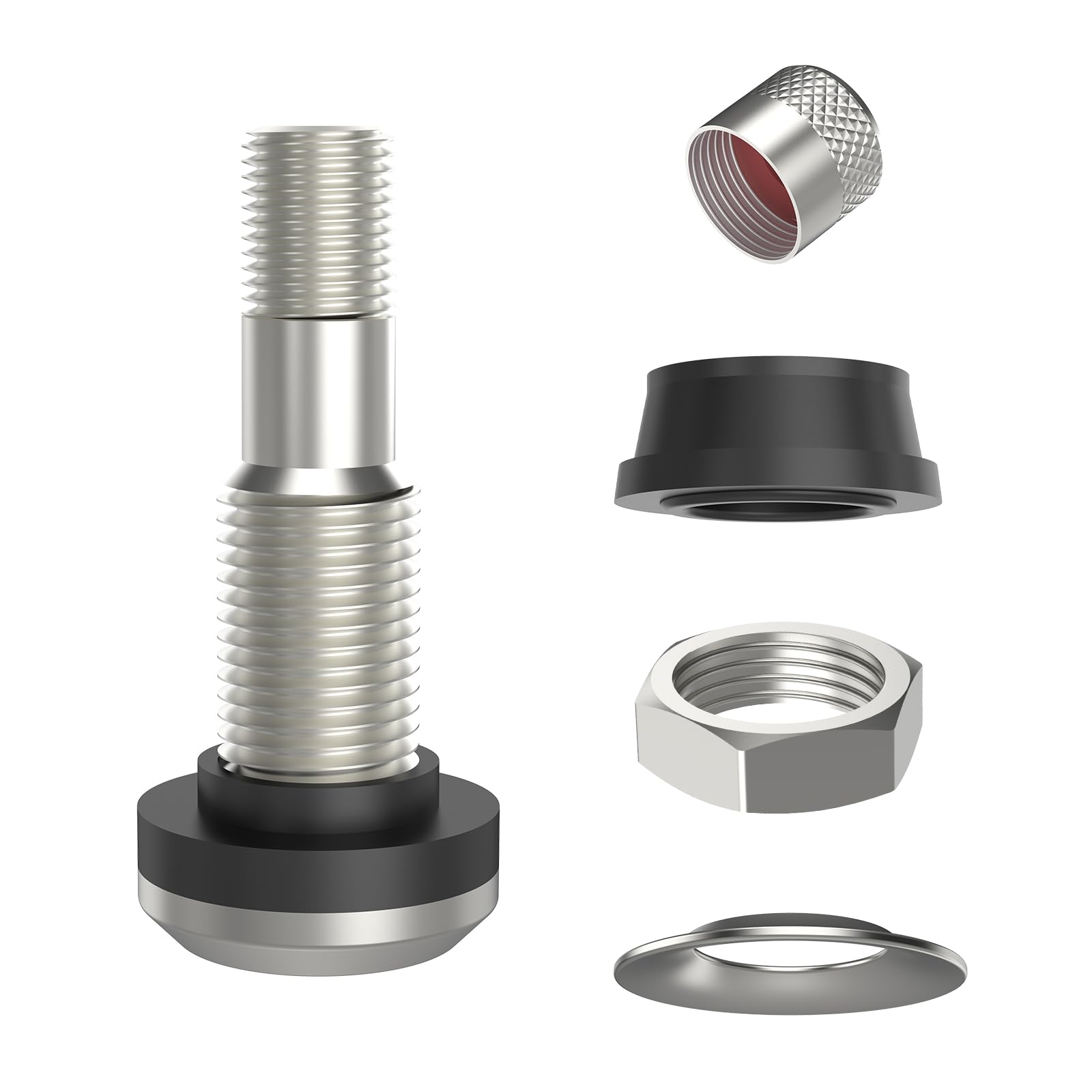 Sunsoul Tr416 5Pcs Metal Valve Stems Outer Mount Fits .453'' & .625'' Rim Holes, Silver, High-Pressure Clamp-In Tire Valves