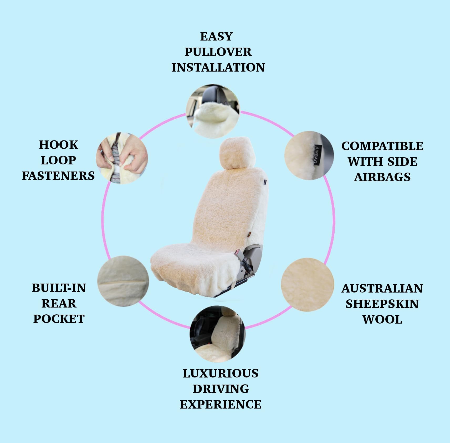 Sheepskin Elite Premium Sheepskin Car Seat Cover - All Season Comfort And Protection, Easy Installation (56'' X 23'', Beige Colo