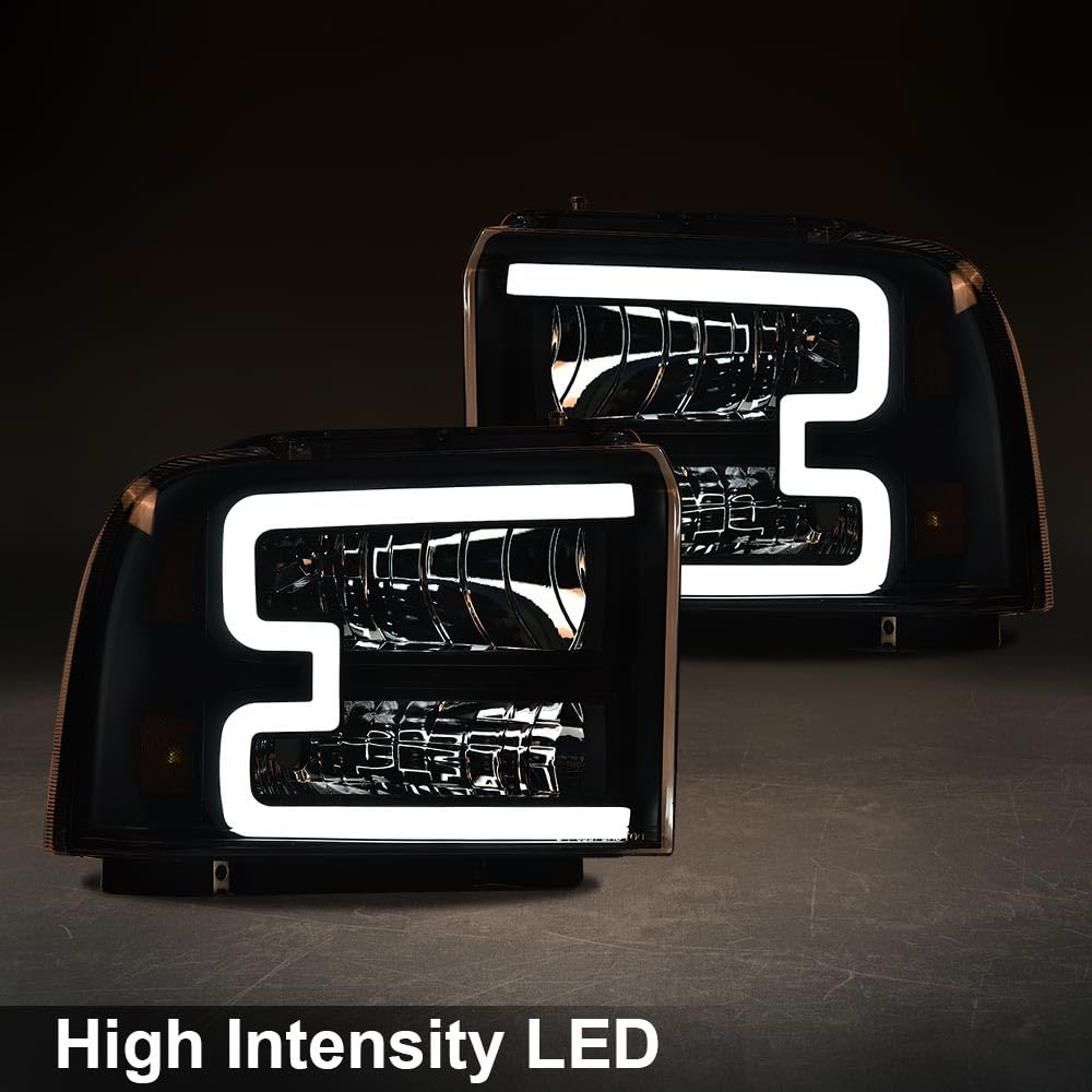 Cheda Led Drl Headlights Assembly, Compatible With 2005 2006 2007 Ford F250 F350 F450 F550 Super Duty Bumper Headlamp(Clear Lens