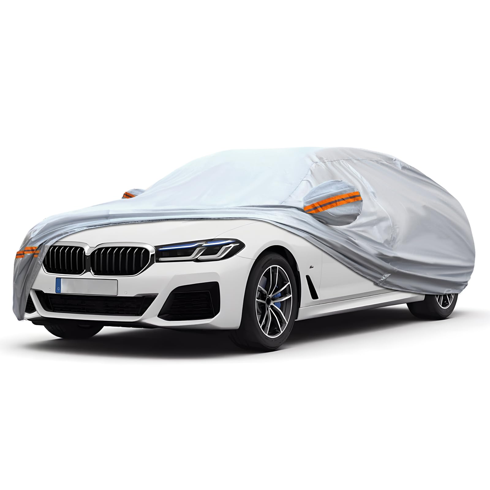 KEYOOG Car Cover, Fit for 188''-198'' Length Sedan, 6-Layer All-Weather Waterproof, Universal in All Seasons, Snow Prevention, R