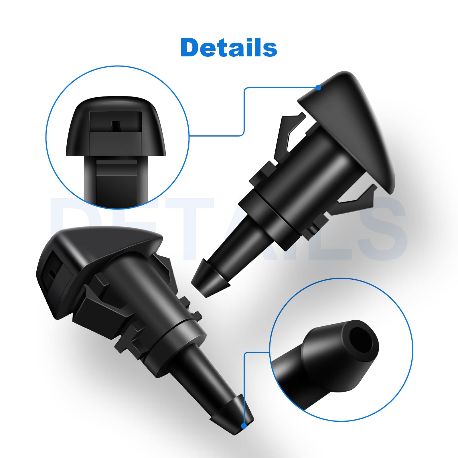 Weuaste 2 Pack Premium Front Windshield Washer Nozzles, Windshield Washer Nozzle Replacement for Chrysler, Dodge, Jeep, Ram, Win