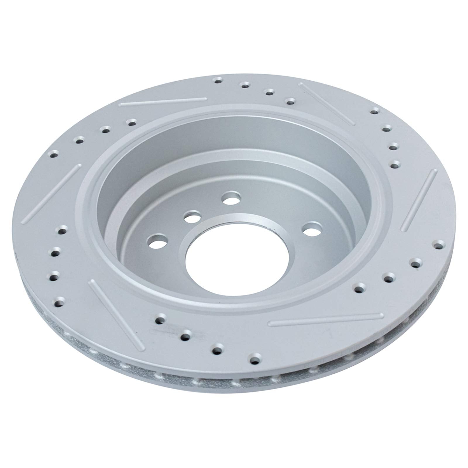 Trq Rear Performance Brake Rotors Set Vented Premium G-Coated Cross Drilled & Slotted Compatible With 2001-2003 Bmw 525I 1997-20