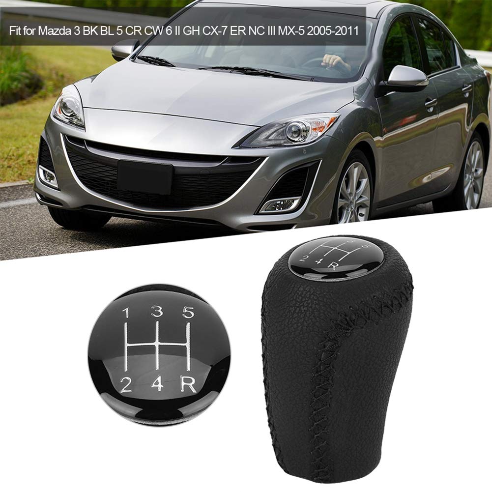 Qiilu Car 5 Speed & 6 Speed Manual Gear Shift Lever Knob Stick Head Fit For Mazda 2005 2006 2007 2008 2009 2010 2011 Shifter Knob(5 Speed)