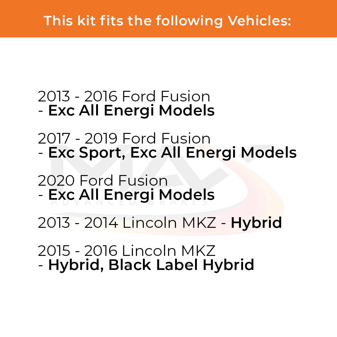 Max Advanced Brakes Rear Brake Kit Compatible With 2013-2017 2018 2019 2020 Ford Fusion Compatible With Lincoln Mkz Replacement
