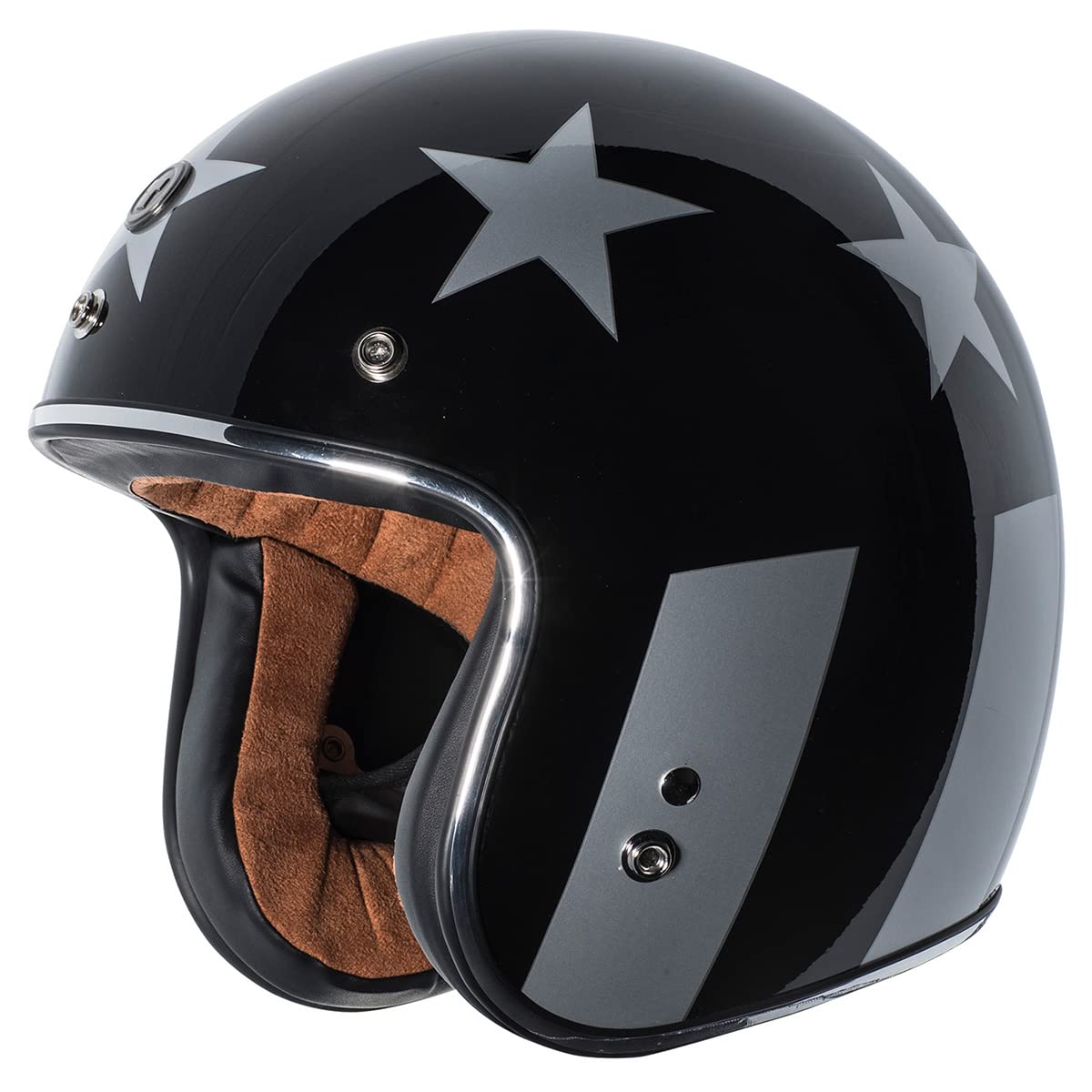 Torc Unisex-Adult Open-Face-Helmet-Style T-50 3/4 Retro Motorcycle Helmet With Graphic (Gloss Black,Large),1 Pack