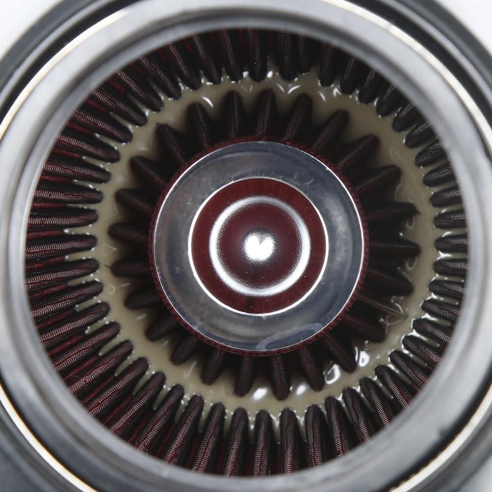 Kyostar High-Flow Air Filter, Reusable Cone Cold Air Intake, 3/3.5/4" Flange, 6.2" Height, Red, Model KD2078RD