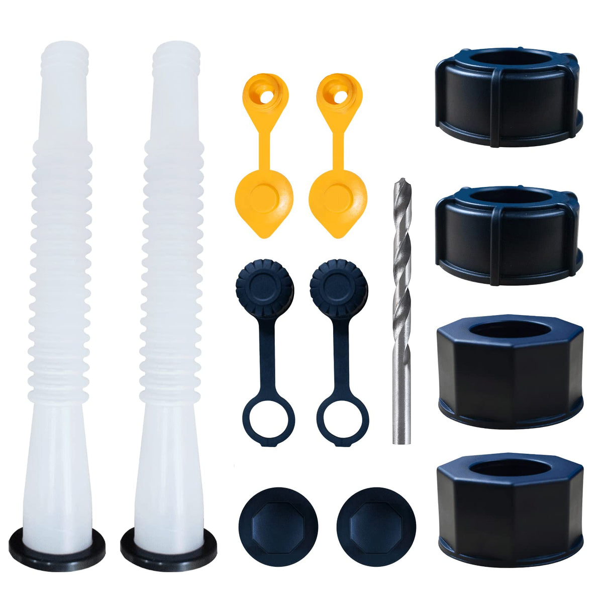 Gas Can Spout Replacement,Gas Can Nozzle,(2 Kit-White) with 4 Screw Collar Caps(2 Coarse Thread &2 Fine Thread-Fits Most of The 