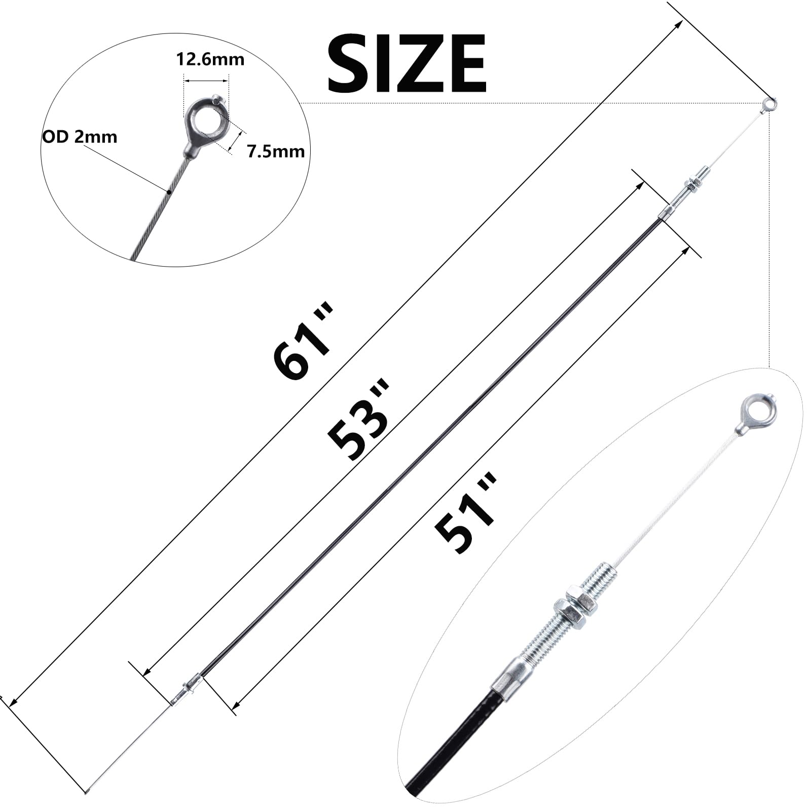 Heymaillc 60 Inch Go Kart Throttle Cable For Manco 8252-1390 Predator 212Cc Gx160 Gx200 196Cc Asw Kandi American Sportworks Yerf Dog Go Kart Go Cart Parts