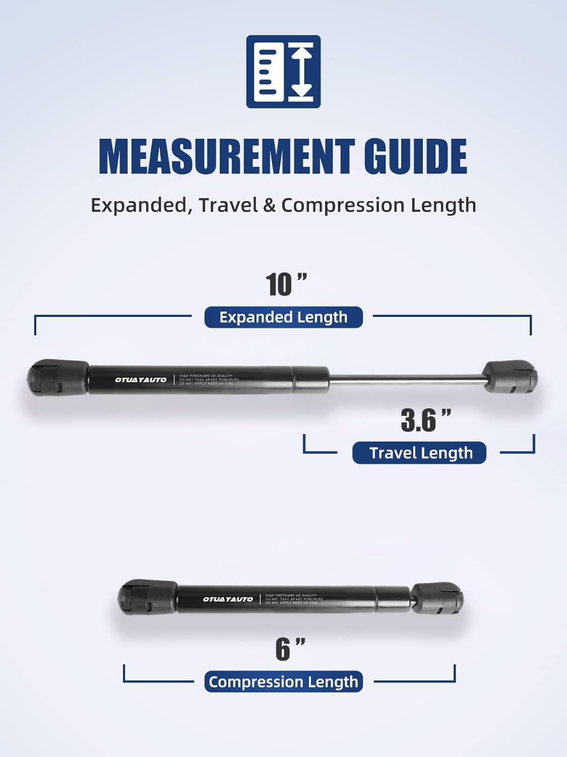 Otuayauto 10 Inch Gas Strut -200N/45Lb Universal Lift Support - 1015931, 95602 Fortruck Pickup Tool Box Lid Rv Overhead Cabinet