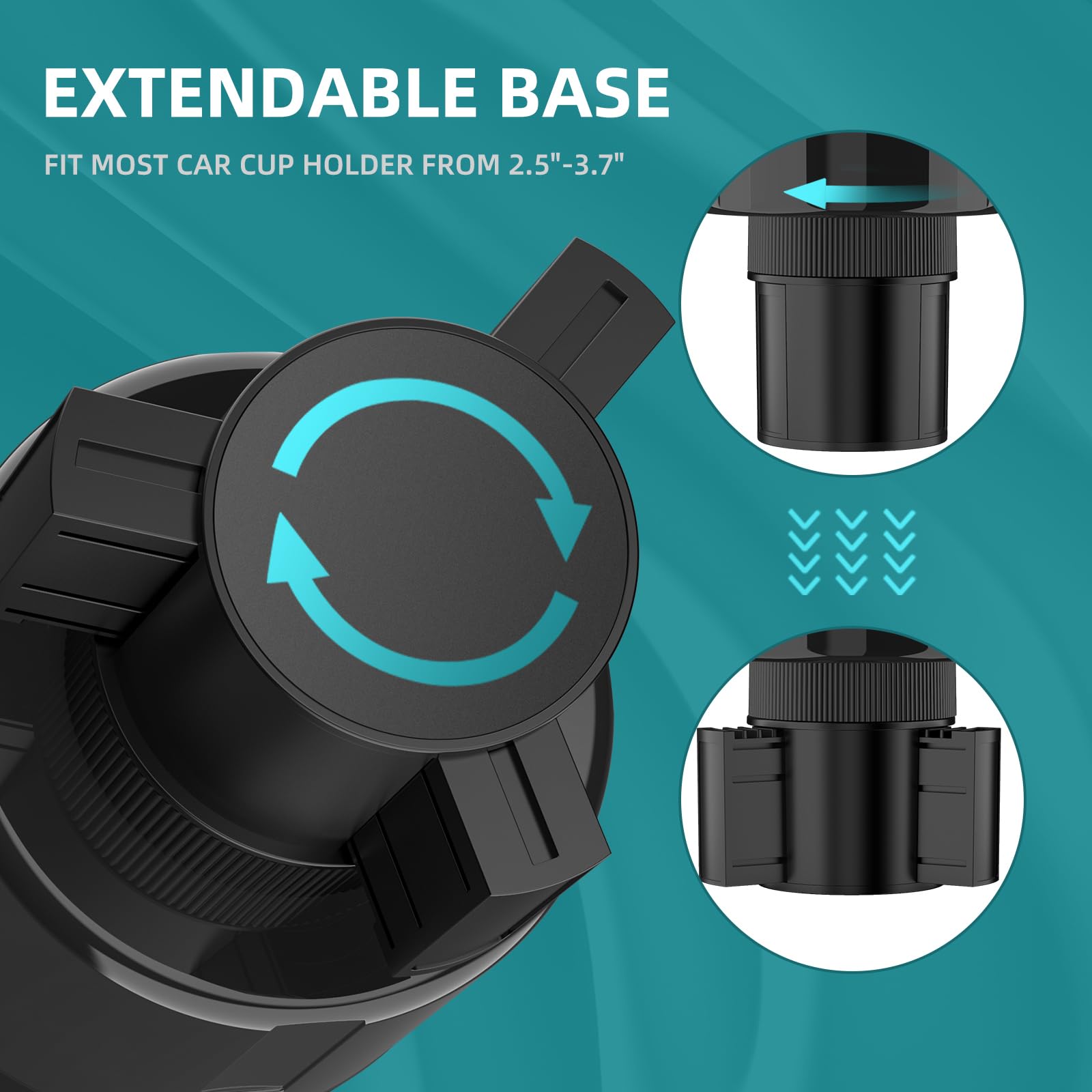 TYKOR Car Cup Holder Expander Adapter with Offset Base, Cup Holder Extender for Car Compatible with Yeti 14/24/36oz, Hydro Flask