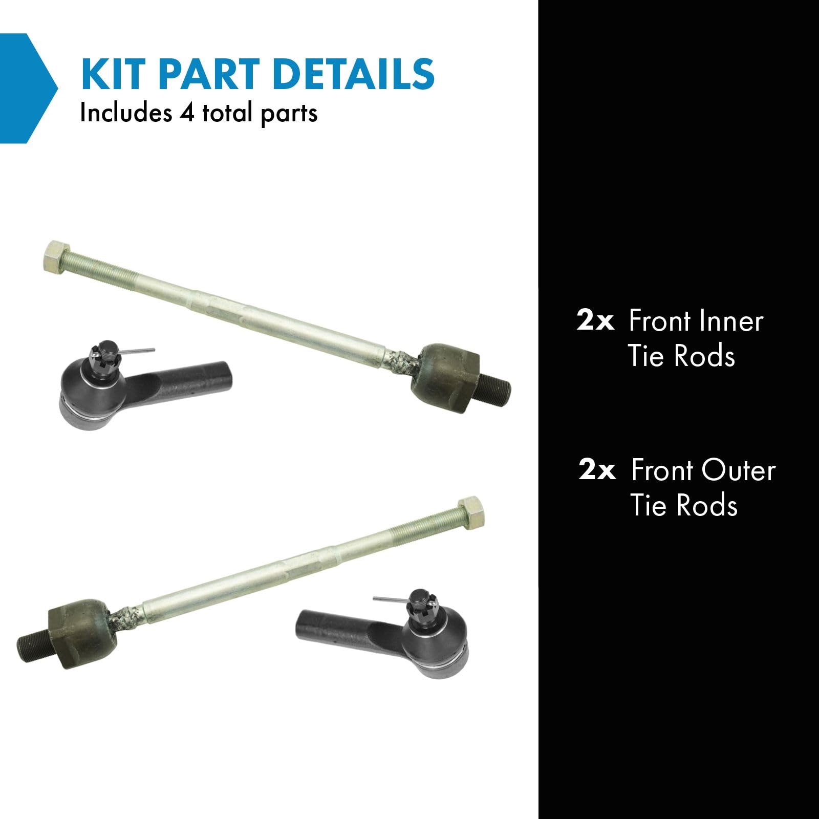 Trq Front Tie Rod Set Compatible With 1989-1994 Nissan 240Sx 1987-1990 Pulsar Nx 1986-1990 Sentra 1986-1988 Stanza