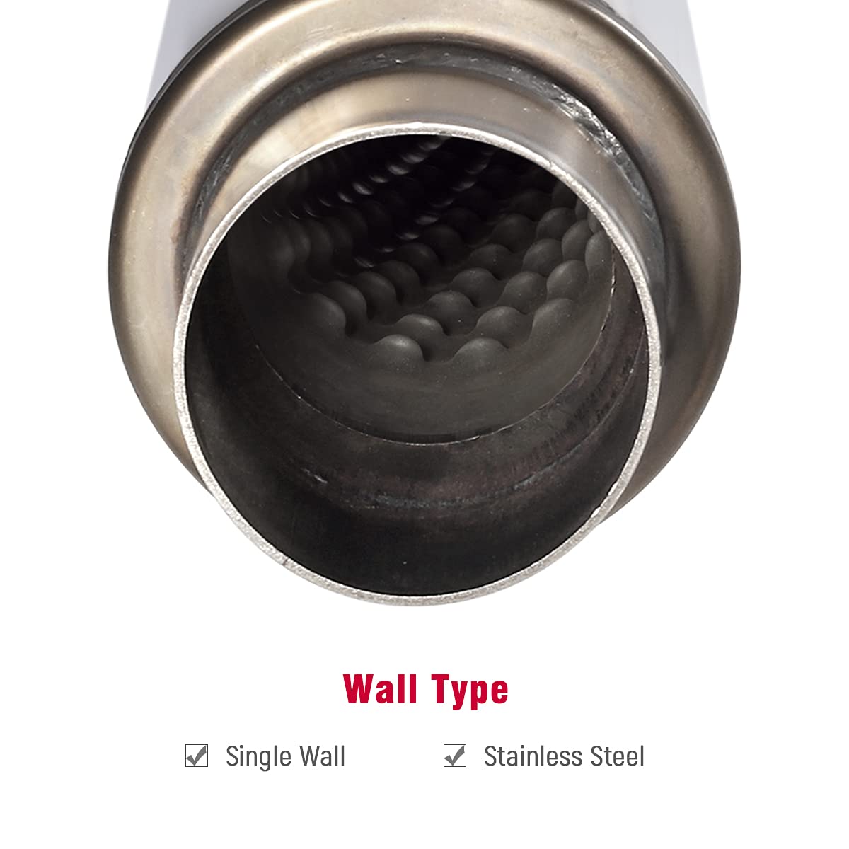 Upower 2.5 Inch Inlet Exhaust Muffler 2 1/2'' Resonator Muffler 3.5'' Round 18'' Body Length 22'' Overall Length Stainless Moder