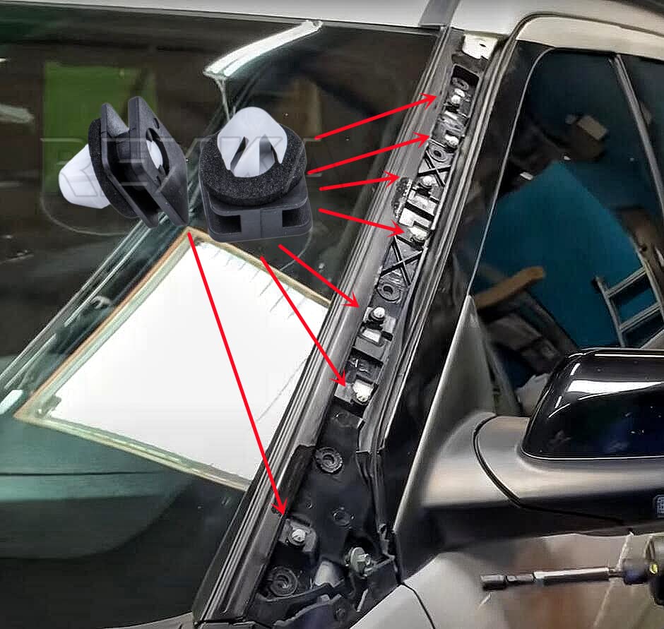 Rexka 15Pcs A Pillar Trim Hardware Windshield Moulding Retaining Clips Compatible With Ford Explorer 2011-2019 Bb5Z-78519R44-A Bb5Z78519R44A