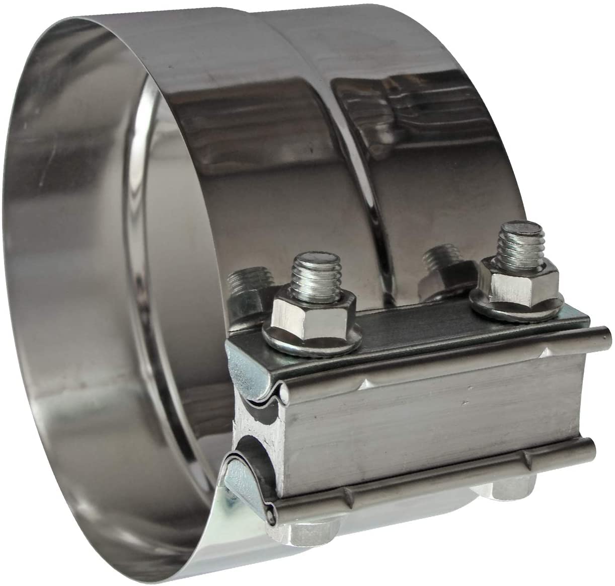 Exhaust Clamps Band Clamp 5 Lap Joint - Stainless Steel Lap Joint Exhaust Band Clamp With 1 Block 4Pcs For 5 Od To 5 Id Exhaust Pipe, Muffler, Elbow And Exhaust Tubing Connection(4 Pack)