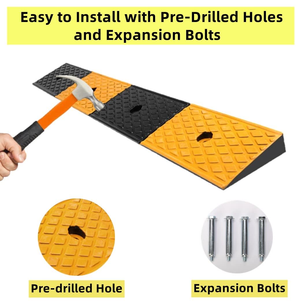 Nisorpa 2'' Rise Rubber Curb Ramp Heavy Duty Vehicle Loading Ramps, Load Capacity 10 Ton, 39.3 X 5.9 X 2 In Driveway Threshold R